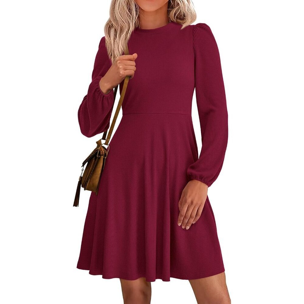 Womens Long Sleeve Mini Dress Ribbed Knit Fall Party Formal Casual
